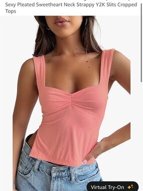 Sweetheart Pleated Strappy Cropped Top - Pink